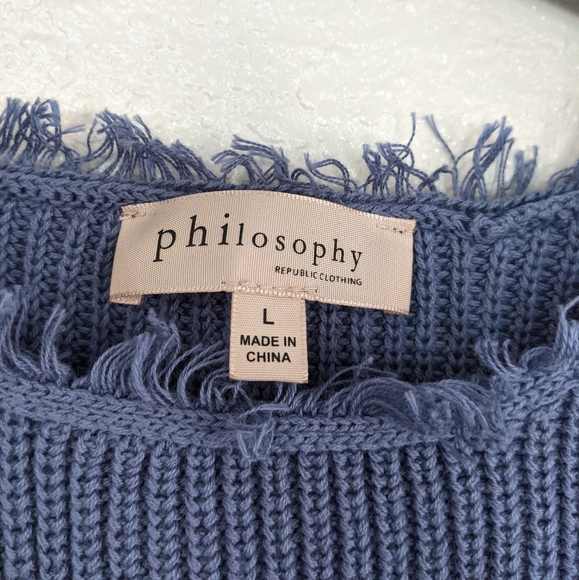 Philosophy Light Blue Sweater with Fringe - Picture 3 of 10